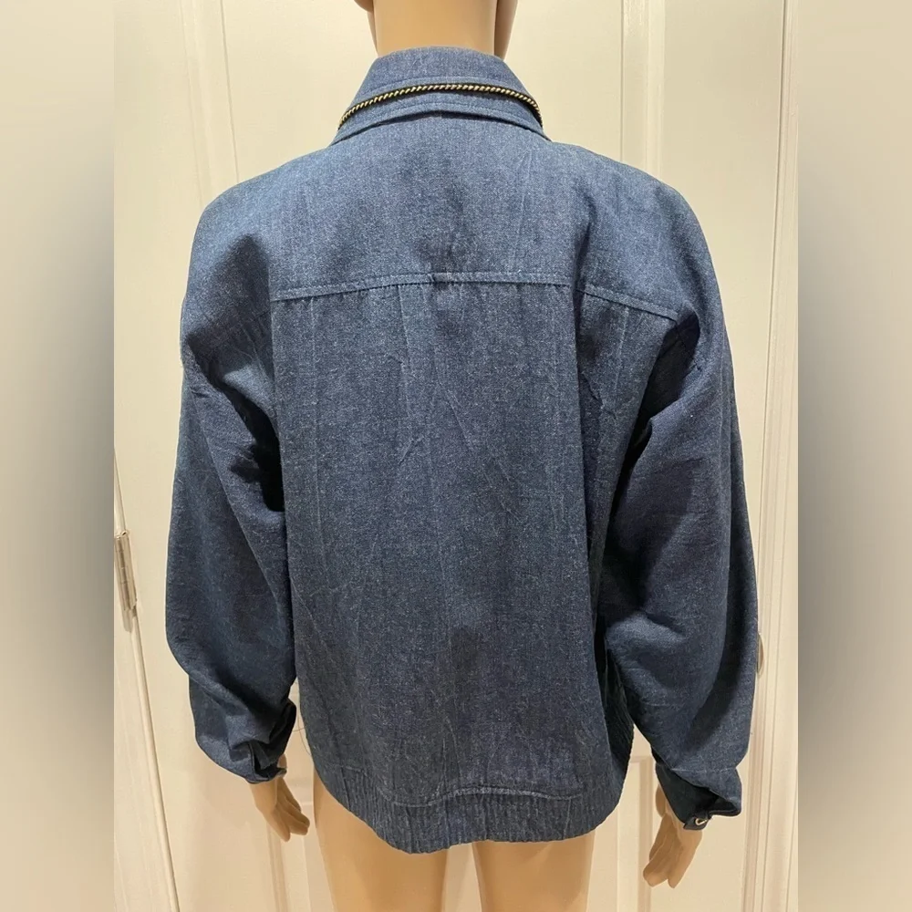 Vintage City Girl Sport Embellished dark wash DenimJean Jacket size 6